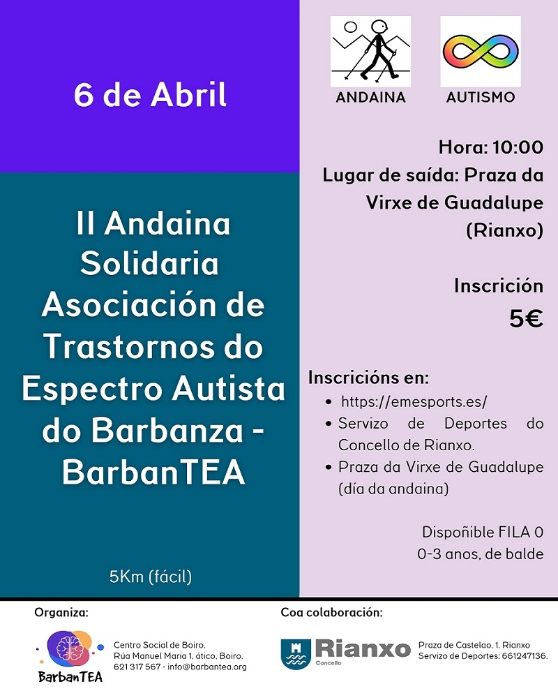 II ANDAINA SOLIDARIA ASOCIACION DE TRASTORNOS DO ESPECTRO AUTISTA DO BARBANZA - BARBANTEA - Inscríbete