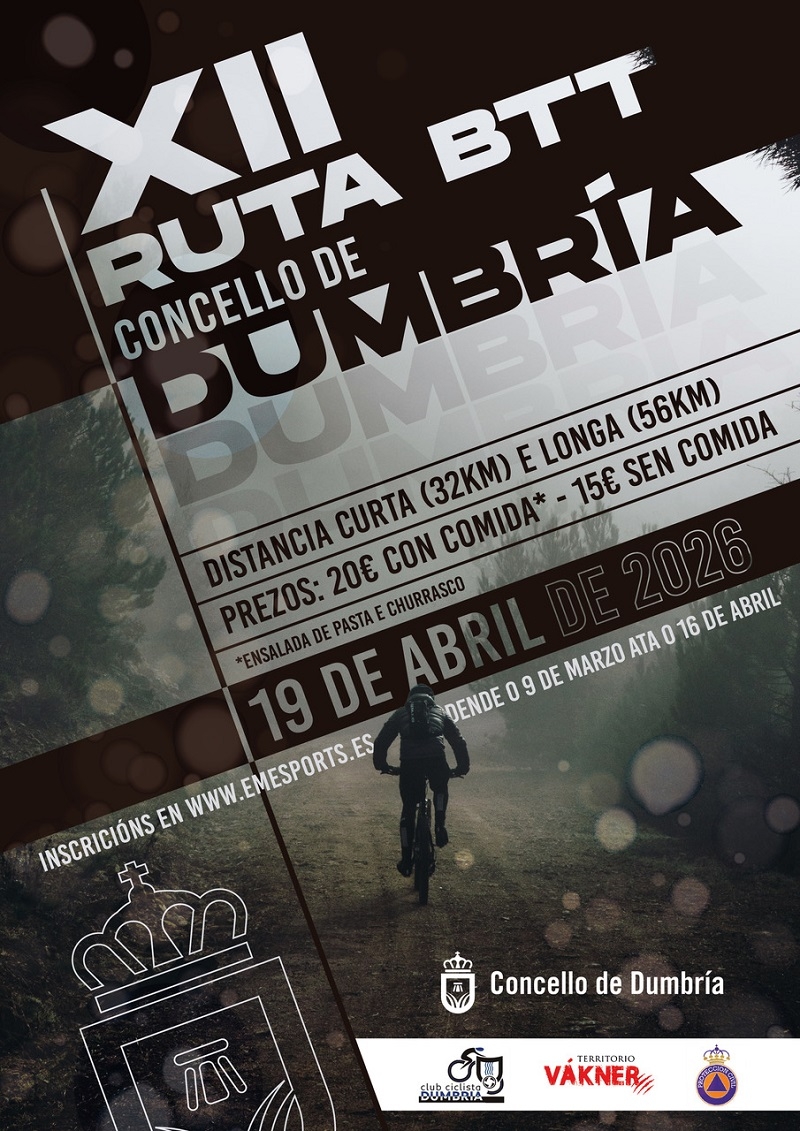 Cartel del evento XII BTT CONCELLO DE DUMBRÍA