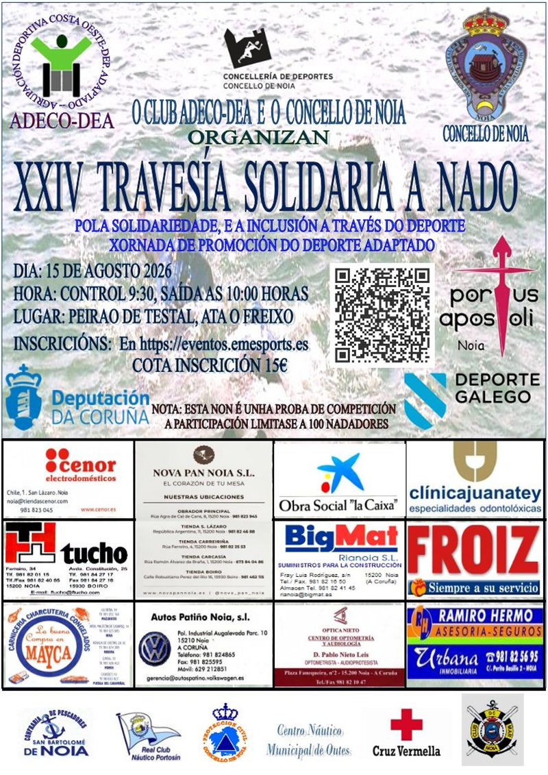 Cartel del evento XXIV TRAVESÍA SOLIDARIA A NADO RÍA DE NOIA 2026