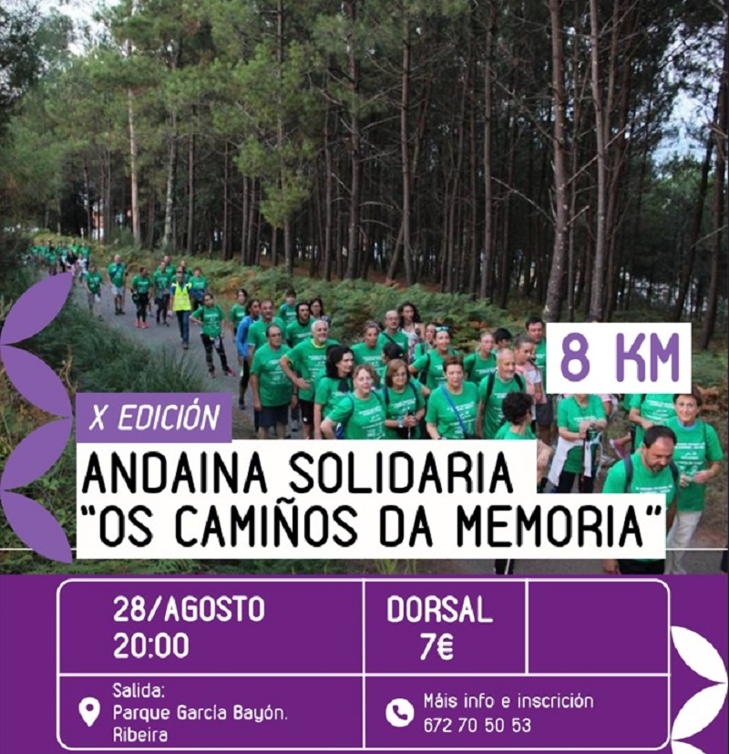 Cartel del evento X ANDAINA SOLIDARIA. OS CAMIÑOS DA MEMORIA RIBEIRA